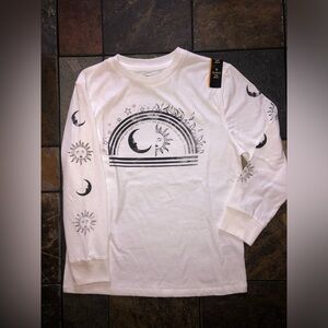 Sun Moon Celestial Girls 6/6x White Long Sleeved Tee Shirt NEW